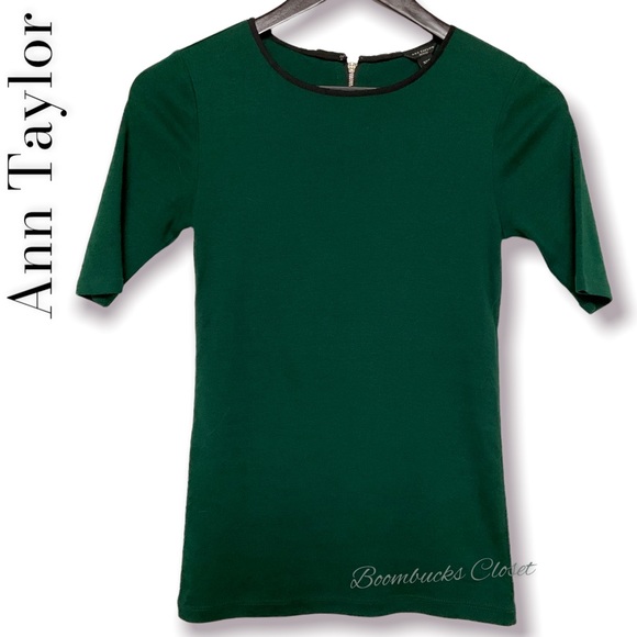 Ann Taylor Tops - Ann Taylor Hunter Green Blouse, Shirt with back Bow, Bodycon Petite XS